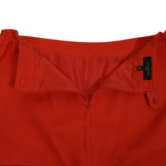 Talbots Red Tulip Skirt Cotton Lined Gold Buttons 2 Pockets Sz 14W Holiday Party - Picture 8 of 13